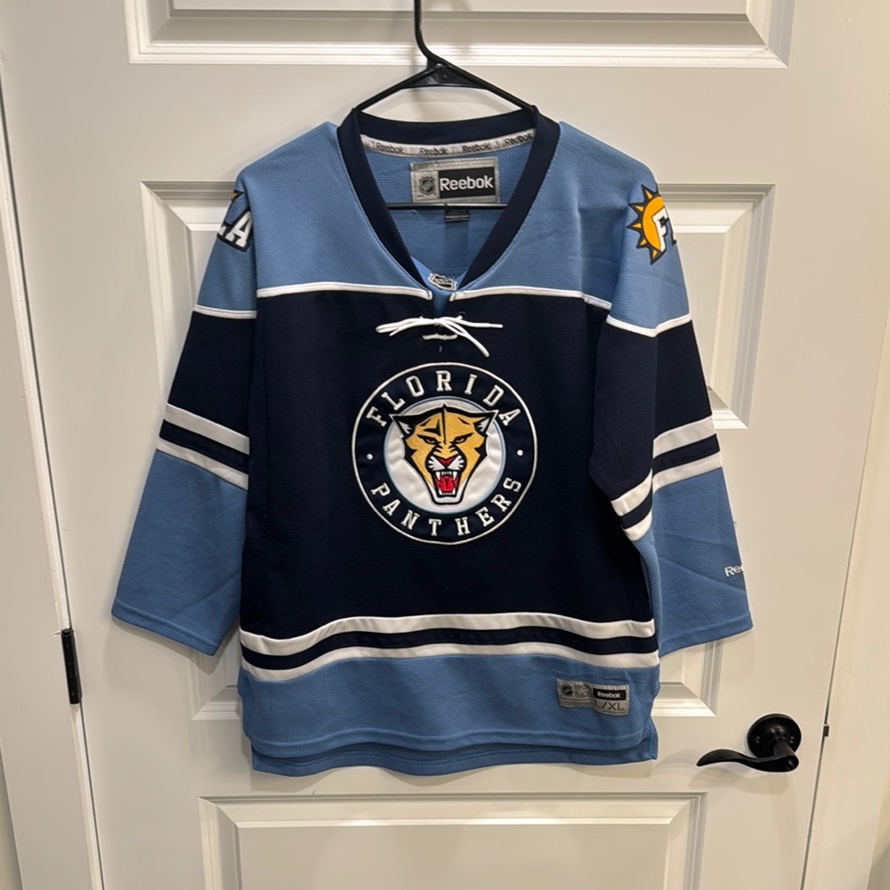 Vintage Reebok official Kids Florida Panthers Navy Blue Jersey